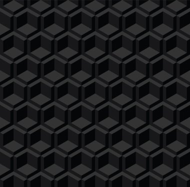 Altıgen şekil deseninde siyah kesiksiz geometrik blok dokusu, Vektör illüstrasyonu