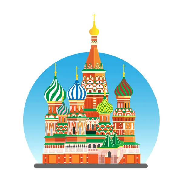 Illustration Vectorielle Plate Moscou Cathédrale Basile Sur Place Rouge — Image vectorielle