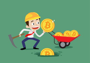 İş adamı Bitcoins kazmayı sever