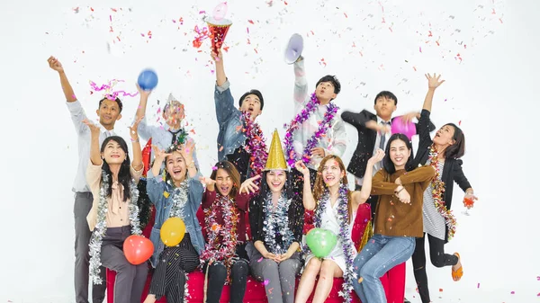 Group Young People Celebrating Happy New Year Party Christmas Celebration — Stock Photo, Image