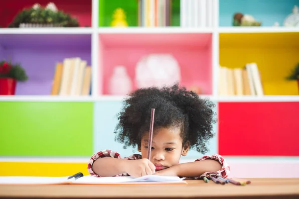 African Cute Kids Studying Home Kids Education Concept — Stock Photo, Image