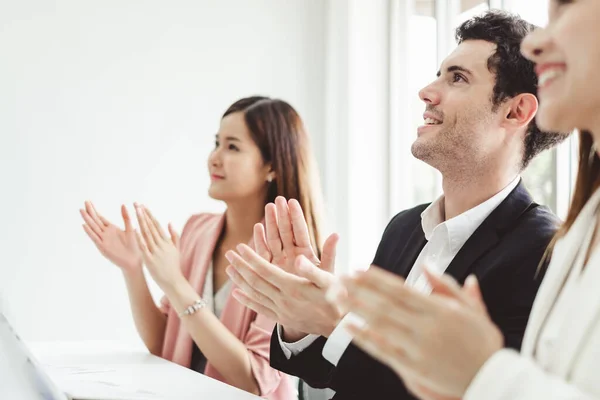 Business People Clapping Hands Meeting Office Success Business Work — Stock Photo, Image
