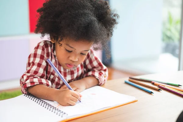 Africano Bonito Crianças Estudando Casa Conceito Educação Infantil — Fotografia de Stock