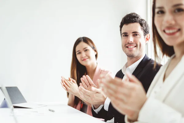 Business People Clapping Hands Meeting Office Success Business Work — Stock Photo, Image