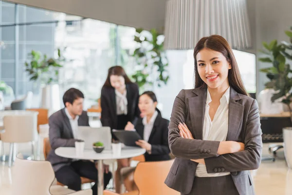 Portrait Group Asian Business People Formal Suit Working Office — Stock Photo, Image