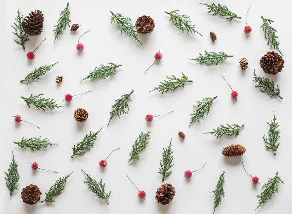 Fond Noël Cadre Avec Branches Sapin Pin Sur Fond Blanc — Photo