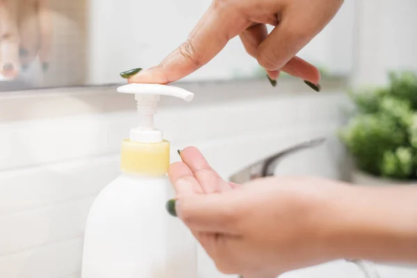 Lavagem Das Mãos Com Água Sabão Limpo Proteção Contra Sujo — Fotografia de Stock