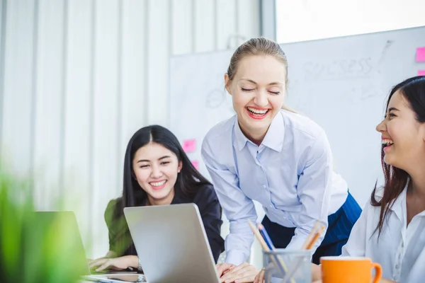 Young Business Woman Working Happy Smile Relax Office — Stock Photo, Image