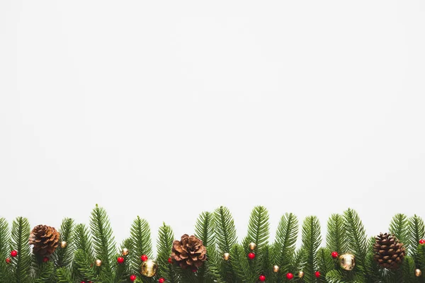 Fond Noël Avec Bordure Faite Branches Sapin Sapin Pin Avec — Photo
