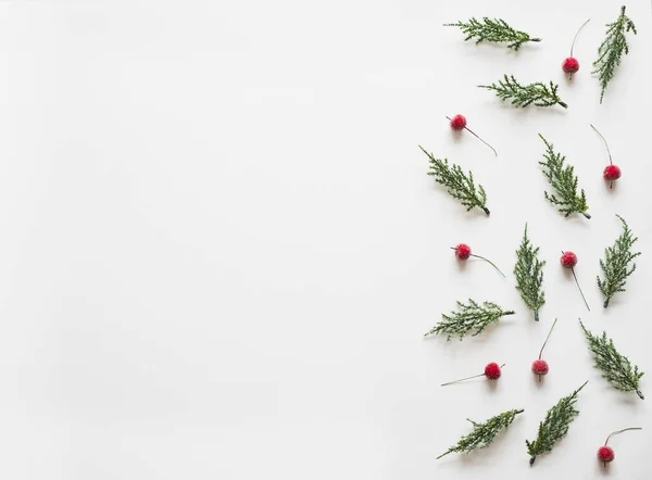 Fond Noël Cadre Avec Branches Sapin Pin Sur Fond Blanc — Photo