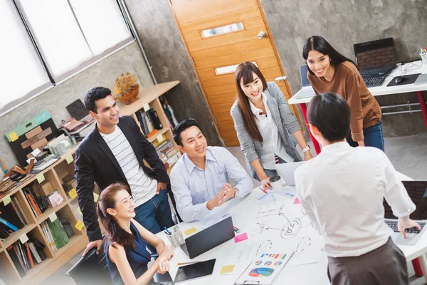Group Asian Business People Creative Designer Meeting Office Top View — Stock Photo, Image