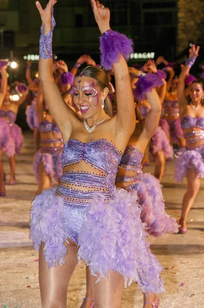 Karneval Města Sitges Žena Převlečená Průvodu — Stock fotografie