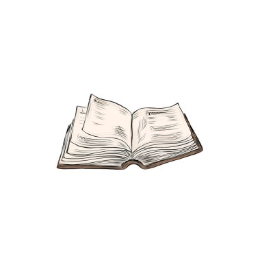  Açık kitap. Düz tasarım tarzı. Eğitim ve Edebiyat