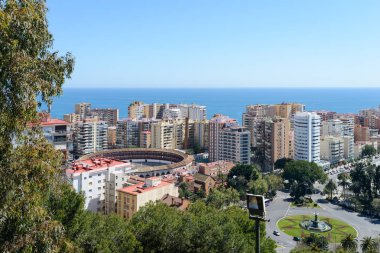 Malaga, İspanya, Cityscape gelen şaşırtıcı Gibralfaro Kalesi