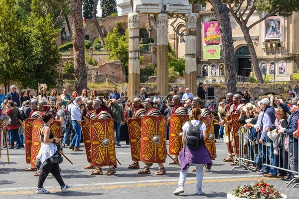 Rom Italien April 2017 Framställningen Gamla Romarna Födelsedag Rom Med — Stockfoto