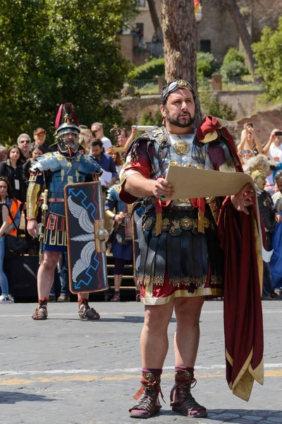 Roma Itália Abril 2017 Representação Dos Antigos Romanos Aniversário Roma Fotografias De Stock Royalty-Free