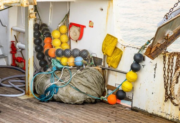 Redes Material Para Peixes Barco Pesca Porto — Fotografia de Stock
