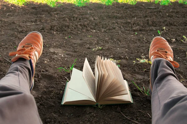 Mockup Libro Abierto Aire Libre — Foto de Stock