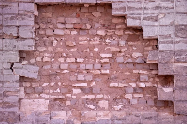 Muralla Ladrillo Viejo Caído — Foto de Stock