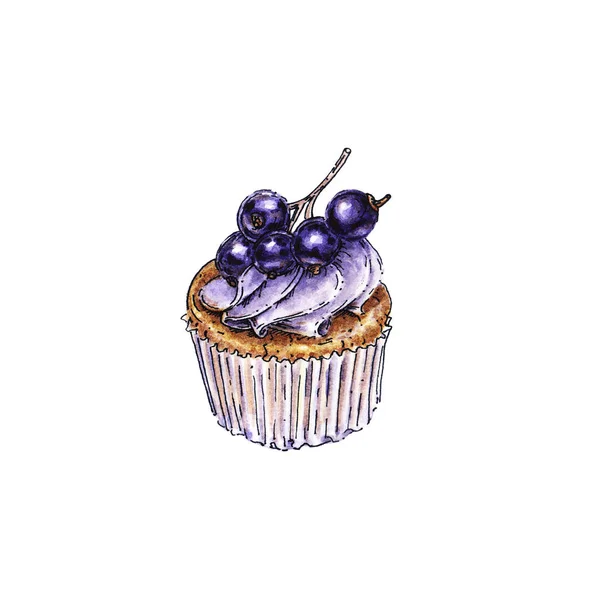 Acquerello Dolce Cupcake Corrente — Foto Stock