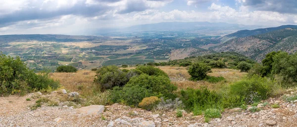 Panoramic View North Section Hula Valley Viewed Nimrod Fortress Northern — Stock Photo, Image
