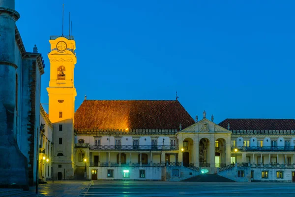 Coimbra Portugal Diciembre 2017 Vista Nocturna Del Antiguo Patio Universitario — Foto de Stock