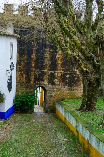 Vista Del Casco Antiguo Las Murallas Obidos Portugal — Foto de Stock
