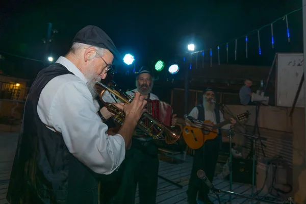 Safed Ізраїль Серпня 2018 Сцені Фестивалю Клезмерських Вуличними Музикантами Грають — стокове фото