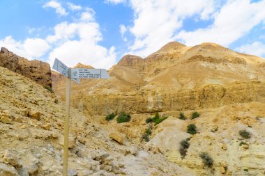 Yollar, Ein Gedi doğa Rezervatı ' Judaean çöl, Güney İsrail çöl için iki dilli yön işaretleri