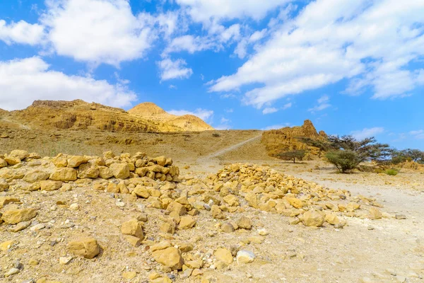 Landscape of desert cliffs, in the Ein Gedi Nature Reserve, Judaean Desert, Southern Israel