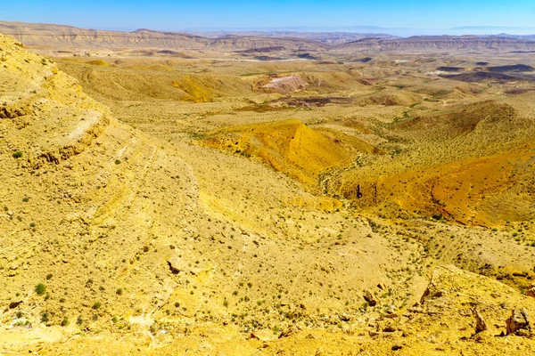 Paisaje Hamakhtesh Hagadol Gran Cráter Una Forma Geológica Erosionada Desierto — Foto de Stock