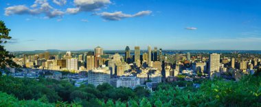 Montreal, Kanada - 08 Eylül 2018: Panoramik şehir merkezinde Montreal'den (Mont Royal). Quebec, Kanada
