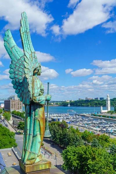 Montreal Canadá Setembro 2018 Vista Uma Estátua Angel Capela Notre — Fotografia de Stock