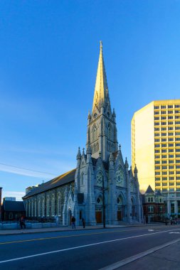 Halifax, Kanada - 22 Eylül 2018: Görünüm, Saint Marys Katedrali Bazilikası, yerliler ve ziyaretçiler, Halifax, Nova Scotia, Kanada