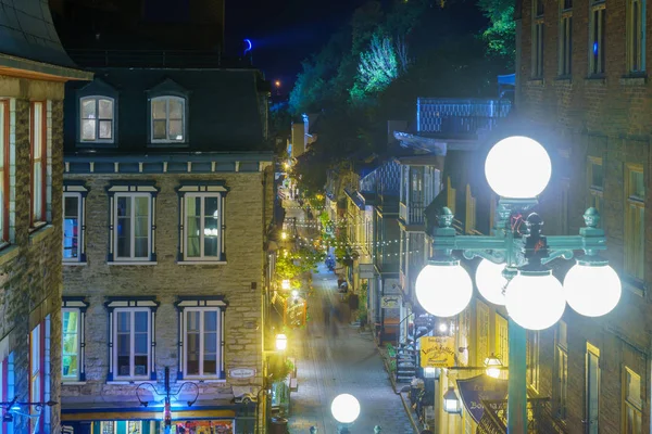 Quebec City Kanada Září 2018 Noční Pohled Rue Petit Champlain — Stock fotografie