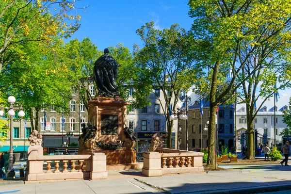 Quebec City Canadá Setembro 2018 Cena Praça Prefeitura Com Moradores — Fotografia de Stock