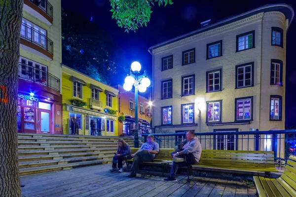 Quebec City Kanada Září 2018 Noční Pohled Rue Petit Champlain — Stock fotografie