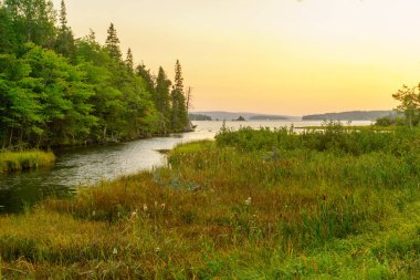 Baddeck, Cape Breton Adası, Nova Scotia, Kanada yakın gün batımı görünümü