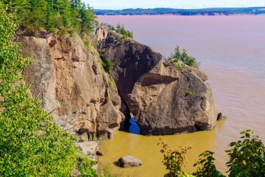 Hopewell Kayalıkları 'nın gelgitteki görüntüsü. New Brunswick, Kanada
