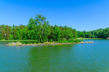 Görünüm Vartiosaari sahil Adası, Helsinki, Finlandiya