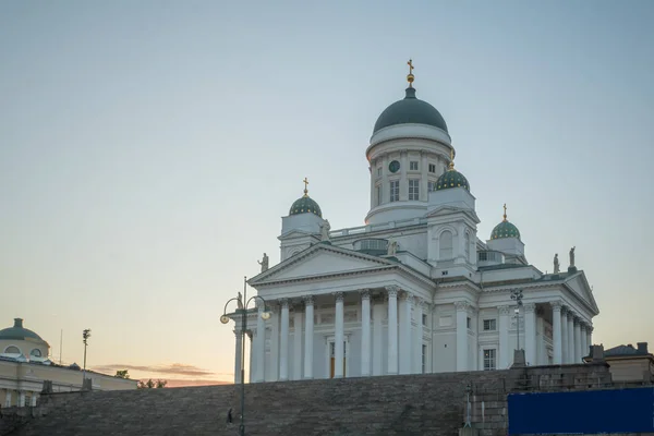 Vista Sul Tramonto Della Cattedrale Luterana Helsinki Finlandia — Foto Stock