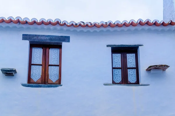 Muro Finestre Tipiche Del Villaggio Storico Monsaraz Portogallo — Foto Stock