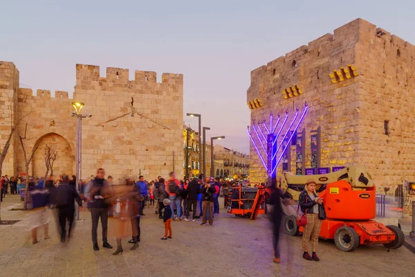 Jeruzalém Izrael Prosince 2018 Západ Slunce Scéna Jaffa Gate Starých — Stock fotografie