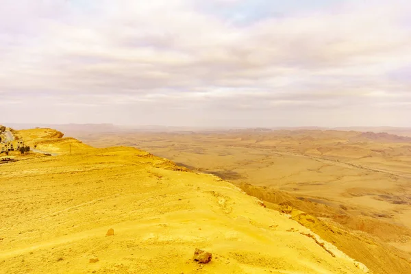 Vista Atardecer Makhtesh Cráter Ramón Desierto Del Negev Sur Israel — Foto de Stock