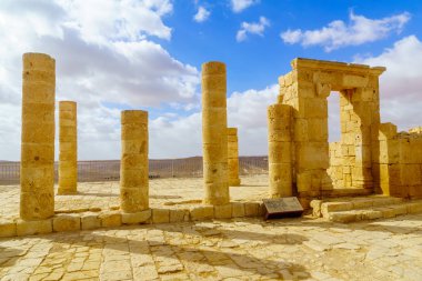 Avdat, İsrail - 17 Ocak 2019: Harap antik Nabataean şehir, Avdat, şimdi Ulusal Park'ta, Negev Çölü, Güney İsrail görünümünü