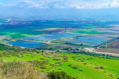 Manzara ve Galilee, Kuzey İsrail Hula vadiden kırsalında görünümü