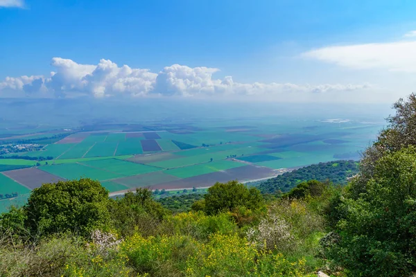 Manzara Galilee Kuzey Srail Hula Vadiden Kırsalında Görünümü — Stok fotoğraf