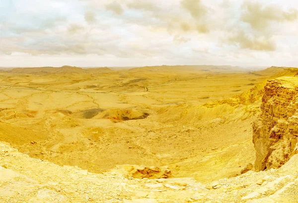 Vista Panorámica Atardecer Makhtesh Cráter Ramón Desierto Del Negev Sur — Foto de Stock