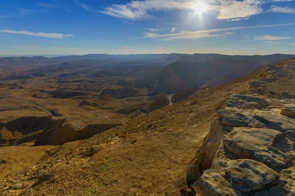 Paisagem Hamakhtesh Hagadol Grande Cratera Deserto Negev Sul Israel Landform — Fotografia de Stock