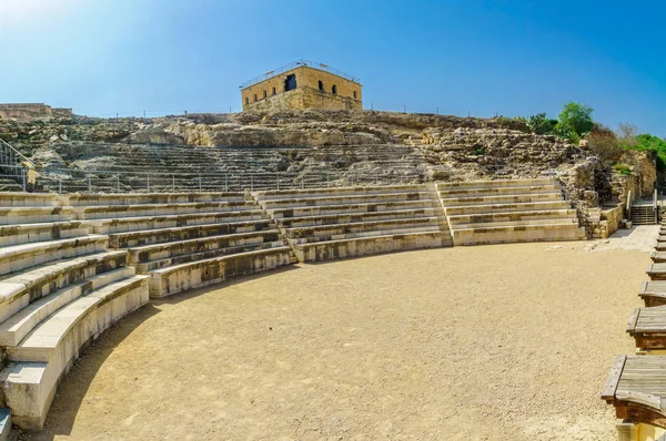 Teatro Romano e o Castelo dos Cruzados, Tzipori (Sepphoris) Natio — Fotografia de Stock